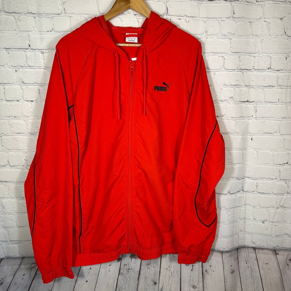 Puma Mens Red Full Zip Hooded Windbreaker Jacket 691495-11 XL